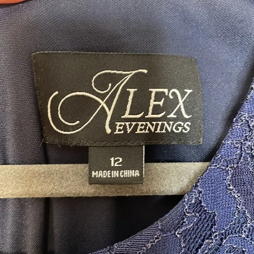 Alex Evenings Blue Lace Gown Size 12